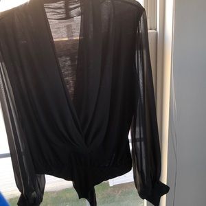 Black Eva Mendes long sleeve body suit